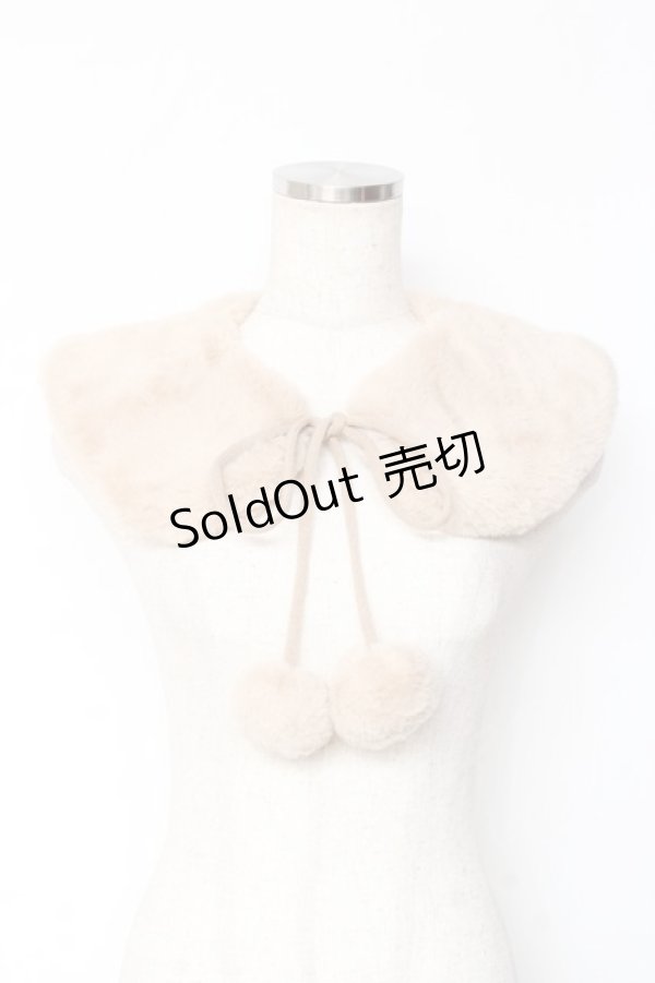 画像1: m petit by misako / AMポンポンツキエリ  ベージュ Y-25-11-05-020-LO-ZA-SZ-ZY (1)