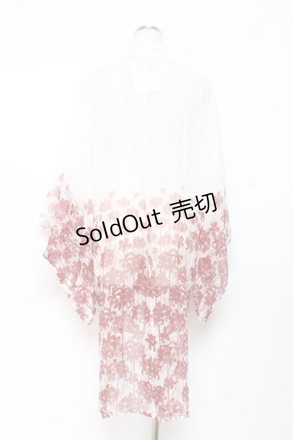 画像2: axes femme kawaii / 彼岸花柄シアー着物風羽織 M 白 Y-25-11-05-123-AX-TO-SZ-ZY (2)