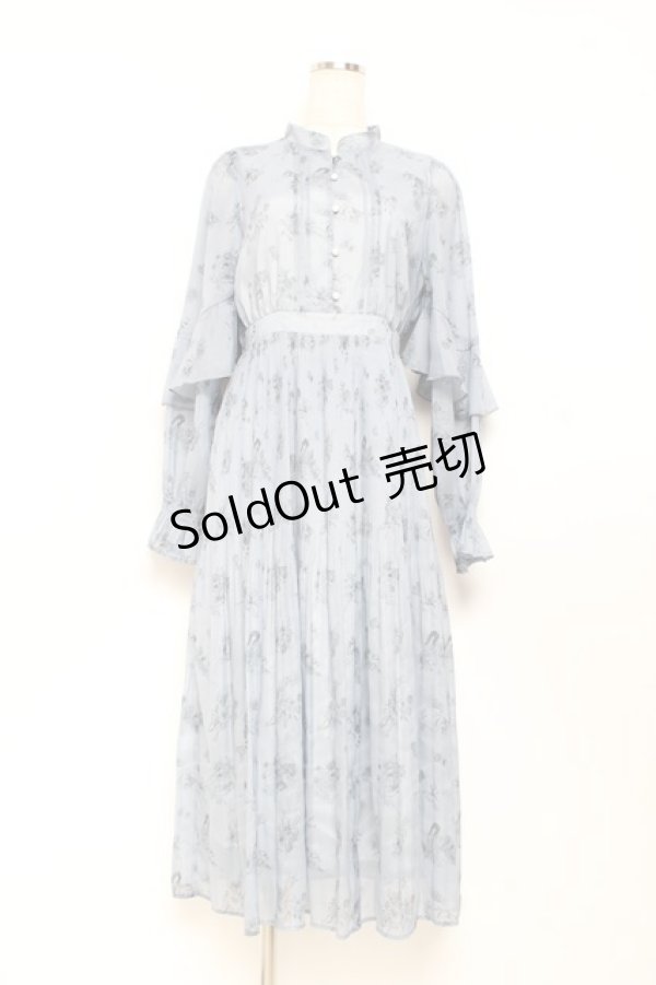 画像1: axes femme POETIQUE / フラワーキャットロングワンピース M ブルー Y-25-11-05-125-AX-OP-SZ-ZY (1)