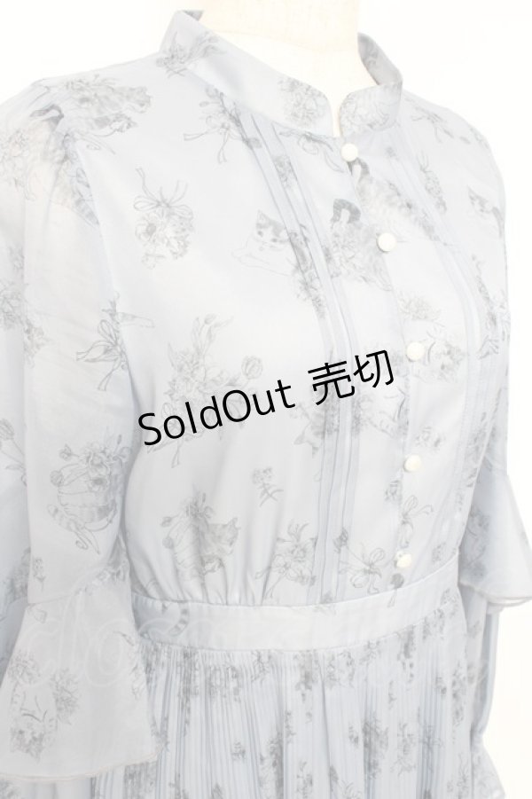 画像3: axes femme POETIQUE / フラワーキャットロングワンピース M ブルー Y-25-11-05-125-AX-OP-SZ-ZY (3)