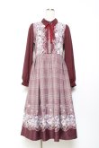画像1: axes femme / グレンチェック花柄ワンピース M ワイン Y-25-11-05-127-AX-OP-SZ-ZY (1)