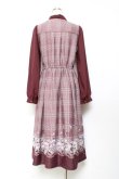 画像2: axes femme / グレンチェック花柄ワンピース M ワイン Y-25-11-05-127-AX-OP-SZ-ZY (2)