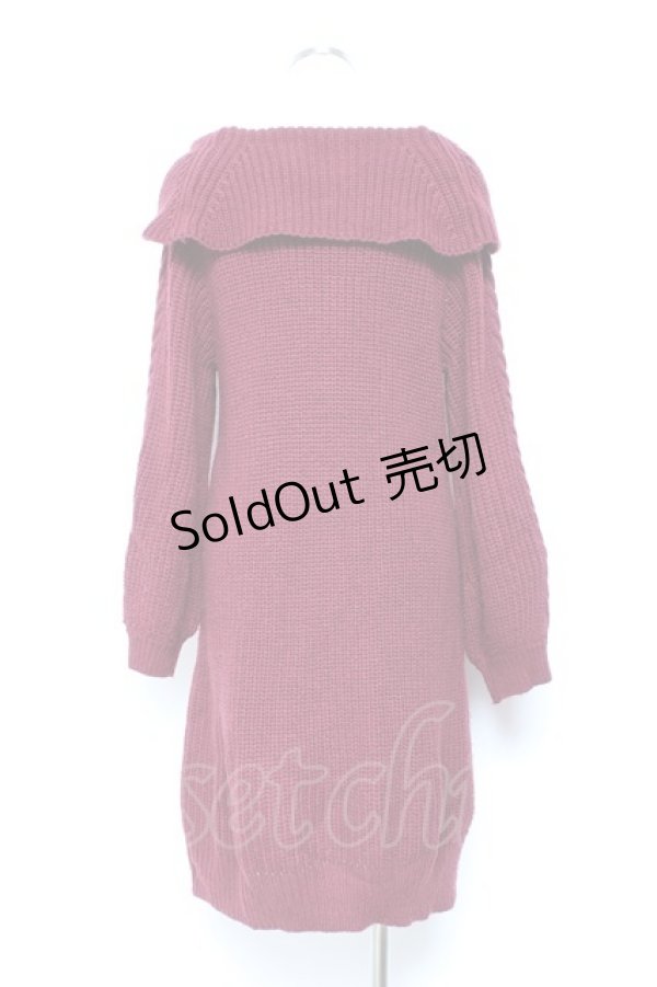 画像2: axes femme / Ｗ編み上げニットチュニック F ワイン Y-25-11-05-128-AX-OP-SZ-ZY (2)