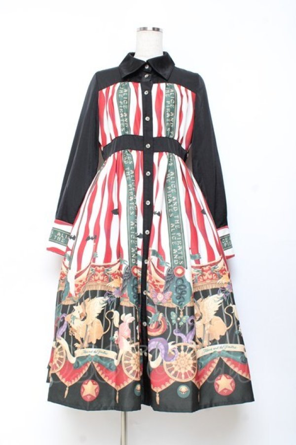 ALICE and the PIRATES / Escape Beast柄シャツワンピース エンジ Y-25