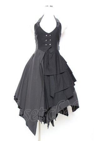 画像: Ozz Croce / イレギュラーホルターワンピース  黒 Y-25-11-05-136-OO-OP-SZ-ZY