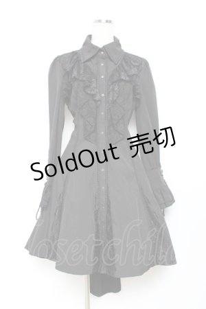 画像: Ozz oneste / レースフリルシャツワンピース  黒 Y-25-11-05-137-OO-JA-SZ-ZY