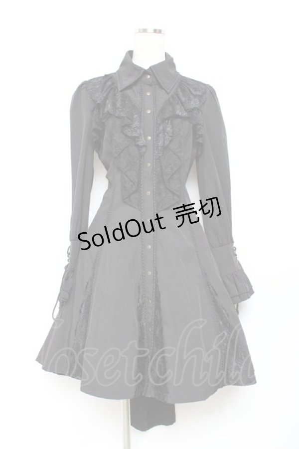 画像1: Ozz oneste / レースフリルシャツワンピース  黒 Y-25-11-05-137-OO-JA-SZ-ZY (1)