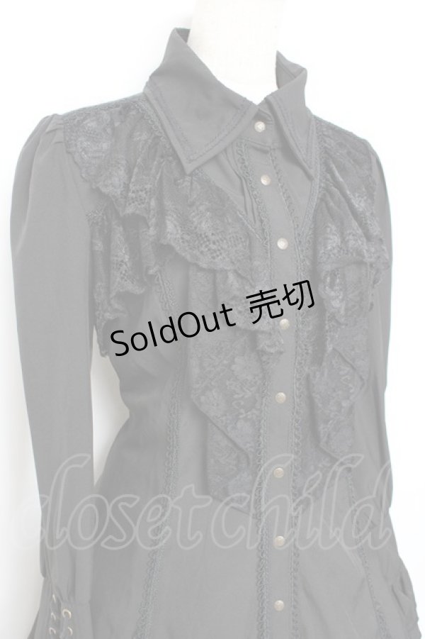 画像5: Ozz oneste / レースフリルシャツワンピース  黒 Y-25-11-05-137-OO-JA-SZ-ZY (5)