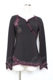 画像1: Ozz oneste / 裾プリントチャイナトップス  黒×紫 Y-25-11-05-141-OO-TO-SZ-OS (1)