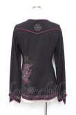 画像2: Ozz oneste / 裾プリントチャイナトップス  黒×紫 Y-25-11-05-141-OO-TO-SZ-OS (2)
