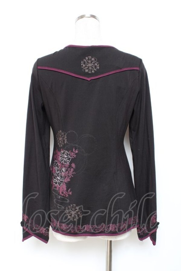 画像2: Ozz oneste / 裾プリントチャイナトップス  黒×紫 Y-25-11-05-141-OO-TO-SZ-OS (2)