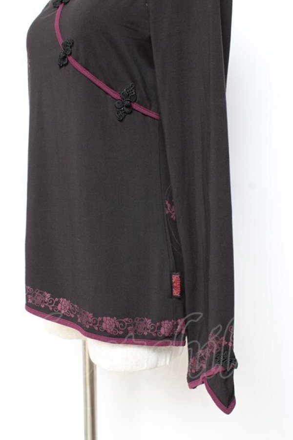 画像3: Ozz oneste / 裾プリントチャイナトップス  黒×紫 Y-25-11-05-141-OO-TO-SZ-OS (3)