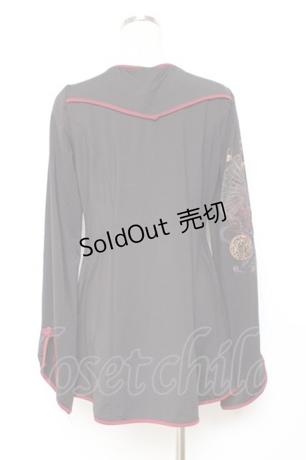 画像2: Ozz oneste / 和刺繍チャイナボタントップス  黒 Y-25-11-05-142-OO-TO-SZ-ZY (2)