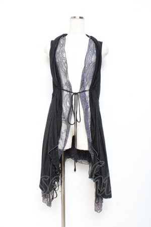 画像: Ozz oneste / ラメ混レースジレ  黒×グレー Y-25-11-05-143-OO-TO-SZ-ZY