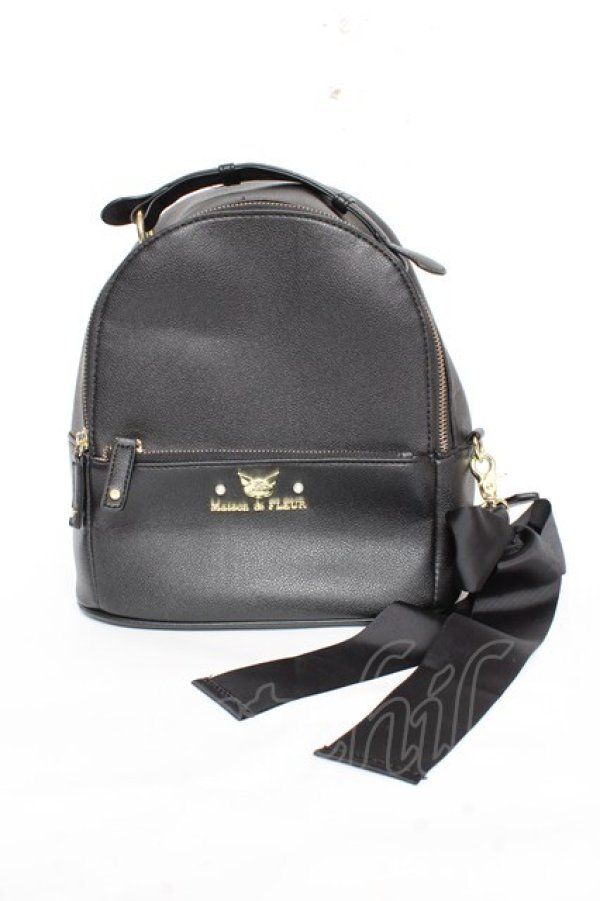 画像1: Maison de FLEUR / Maison de FLEUR×Sanrio クロミ リボンリュック  ブラック Y-25-11-05-023-LO-BG-SZ-ZY (1)