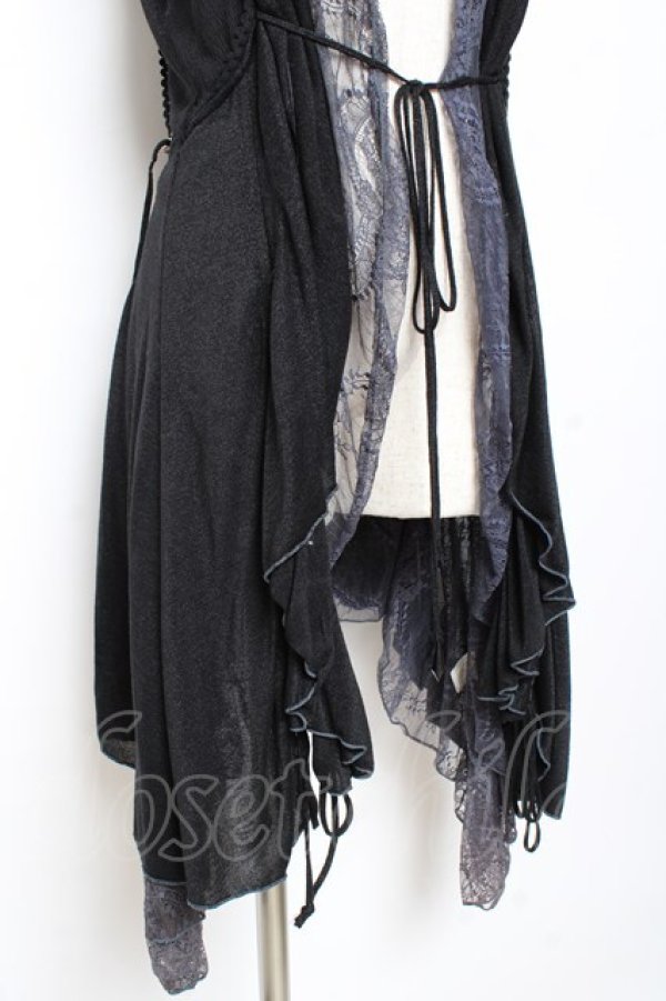 画像3: Ozz oneste / ラメ混レースジレ  黒×グレー Y-25-11-05-143-OO-TO-SZ-OS (3)