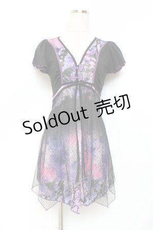 画像: Ozz oneste / ドットチュール重ね総柄チュニック  黒×紫 Y-25-11-05-145-OO-TO-SZ-ZS