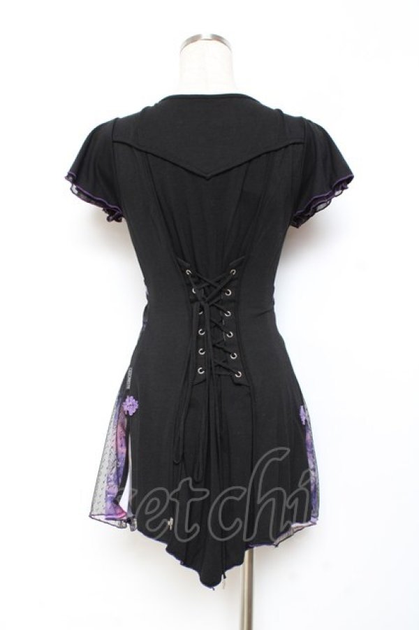 画像2: Ozz oneste / ドットチュール重ね総柄チュニック  黒×紫 Y-25-11-05-145-OO-TO-SZ-ZY (2)