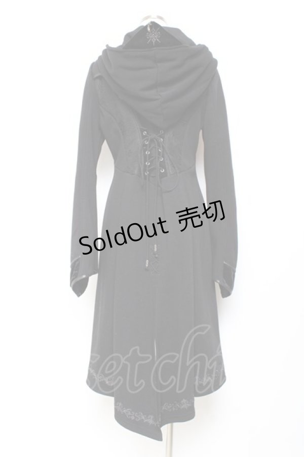 画像2: Ozz oneste / 薔薇刺繍イレギュラーヘムパーカー  黒 Y-25-11-05-148-OO-JA-SZ-ZY (2)