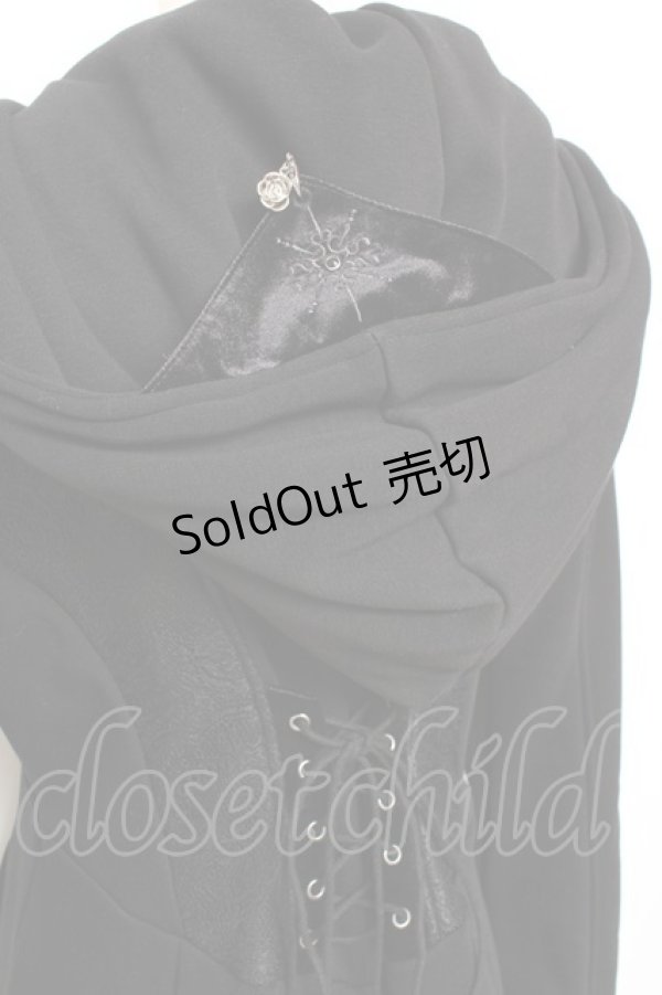 画像3: Ozz oneste / 薔薇刺繍イレギュラーヘムパーカー  黒 Y-25-11-05-148-OO-JA-SZ-ZY (3)