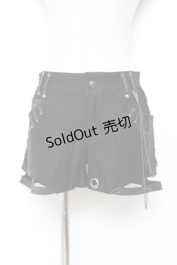 画像1: Ozz Croce / チェーン付きショートパンツ  黒 Y-25-11-05-152-OO-PA-SZ-ZY (1)