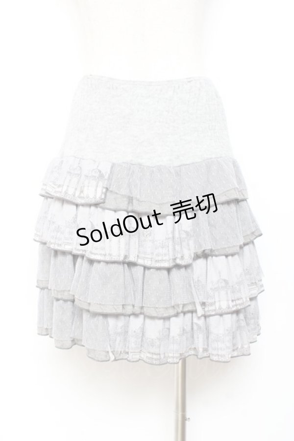 画像2: OZZ ANGELO / プリント入りドットティアードスカート  グレー Y-25-11-05-153-OO-SK-SZ-ZY (2)