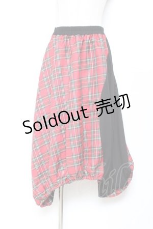 画像: ACDC RAG / タータンチェック変形スカート F 赤×黒 Y-25-11-05-155-PU-SK-SZ-ZY