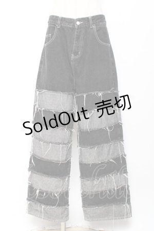 画像: ANOTHER SELF / ダメージデニムパンツ M 黒×グレー Y-25-11-05-158-PU-PA-SZ-ZY
