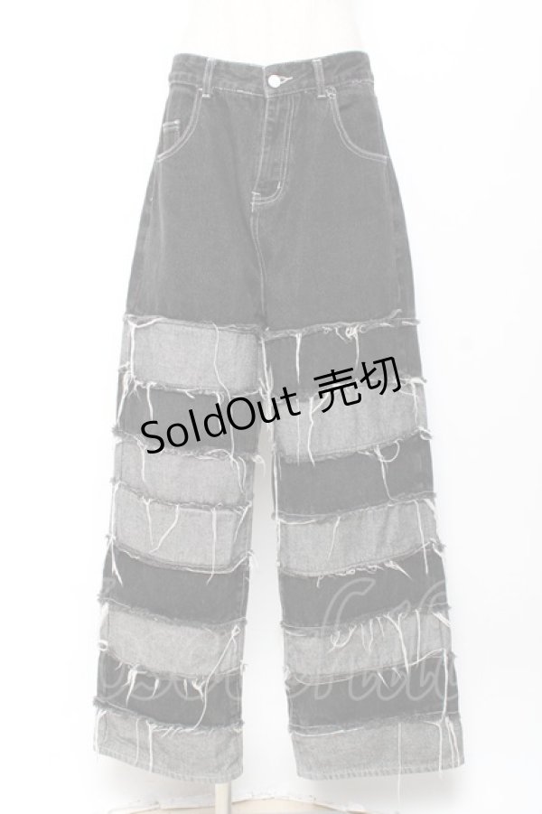画像1: ANOTHER SELF / ダメージデニムパンツ M 黒×グレー Y-25-11-05-158-PU-PA-SZ-ZY (1)