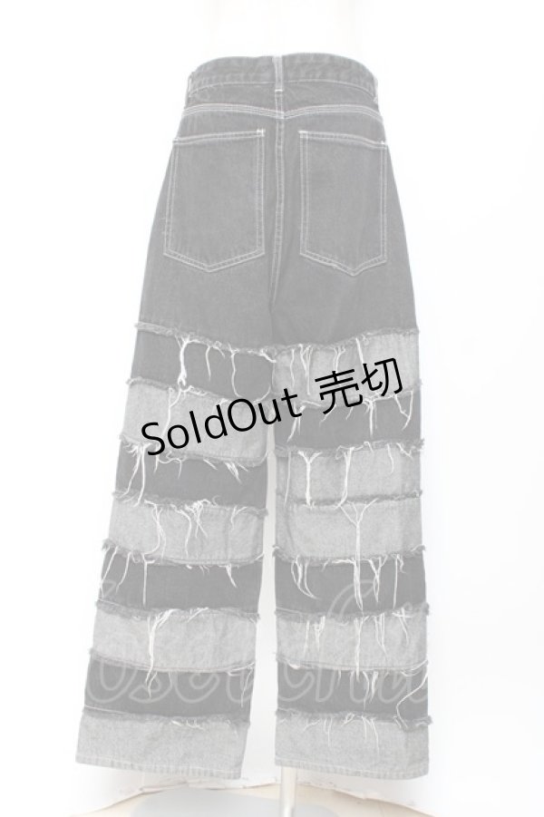 画像2: ANOTHER SELF / ダメージデニムパンツ M 黒×グレー Y-25-11-05-158-PU-PA-SZ-ZY (2)