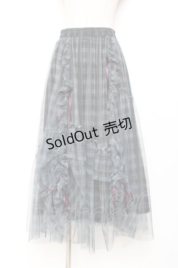 画像1: axes femme / ドロストチェックチュールスカート F グレー Y-25-11-05-159-AX-SK-SZ-ZY (1)