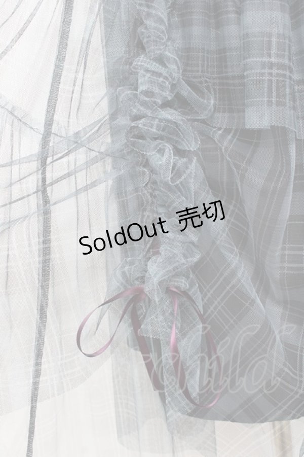 画像3: axes femme / ドロストチェックチュールスカート F グレー Y-25-11-05-159-AX-SK-SZ-ZY (3)