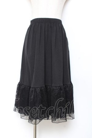 画像: axes femme / フラワーレースミディペチスカート F 黒 Y-25-11-05-161-AX-SK-SZ-ZY