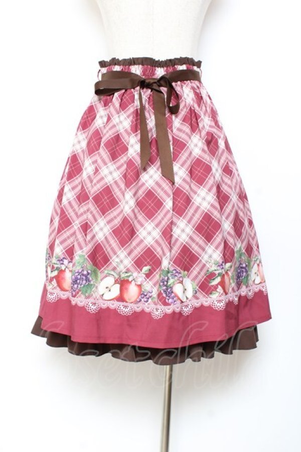 画像2: axes femme POETIQUE / ラ レコルトチェックスカート M 赤 Y-25-11-05-167-AX-SK-SZ-ZY (2)