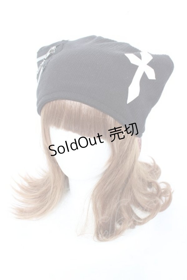 画像1: ACDC RAG / 冥闇ネコミミクロスハット  黒 Y-25-11-05-037-PU-AC-SZ-ZY (1)