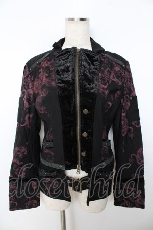 画像: Ozz On / 龍pt&ベロア切替3wayジャケット  黒×赤 Y-25-11-06-047-OO-JA-SZ-ZY