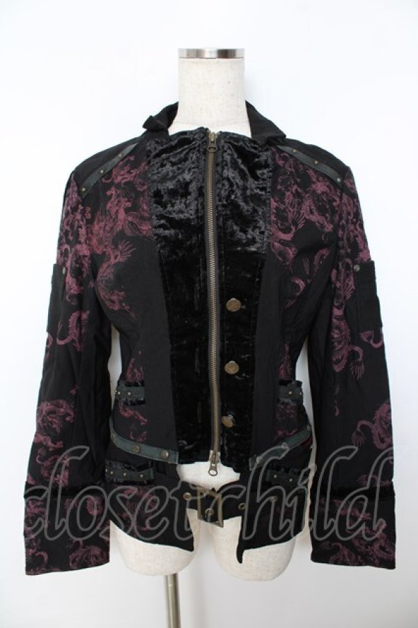 画像1: Ozz On / 龍pt&ベロア切替3wayジャケット  黒×赤 Y-25-11-06-047-OO-JA-SZ-OS (1)