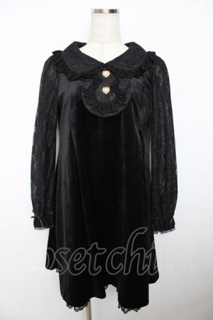 画像: Secret Honey / レース袖ベロアワンピース 2 黒 Y-25-11-06-049-CA-OP-SZ-ZY