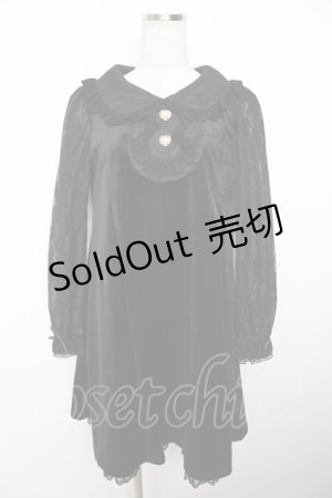 画像: Secret Honey / レース袖ベロアワンピース 2 黒 Y-25-11-06-049-CA-OP-SZ-ZY