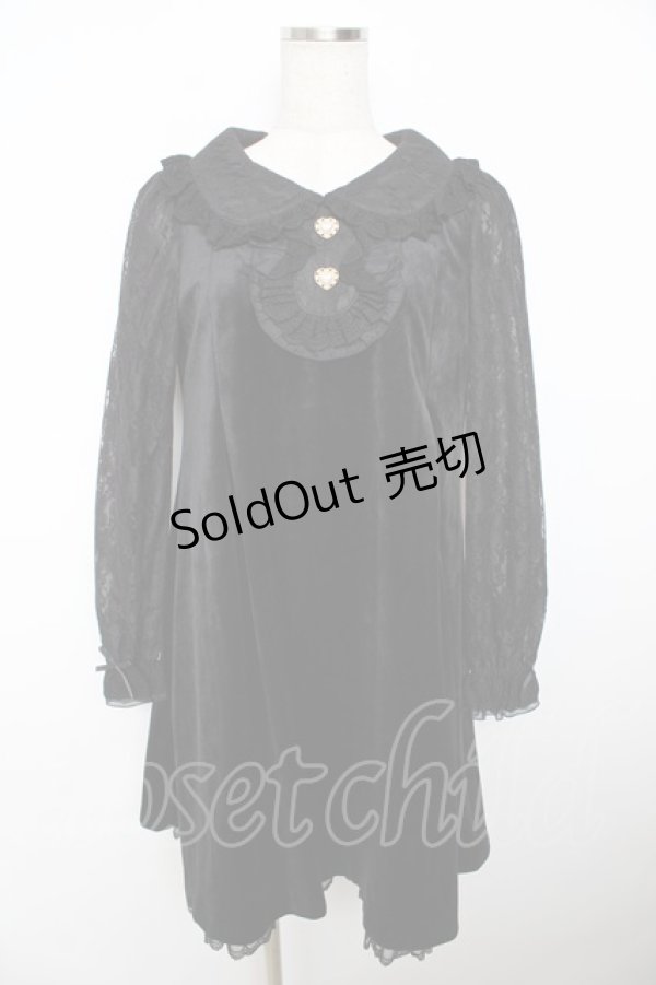 画像1: Secret Honey / レース袖ベロアワンピース 2 黒 Y-25-11-06-049-CA-OP-SZ-ZY (1)