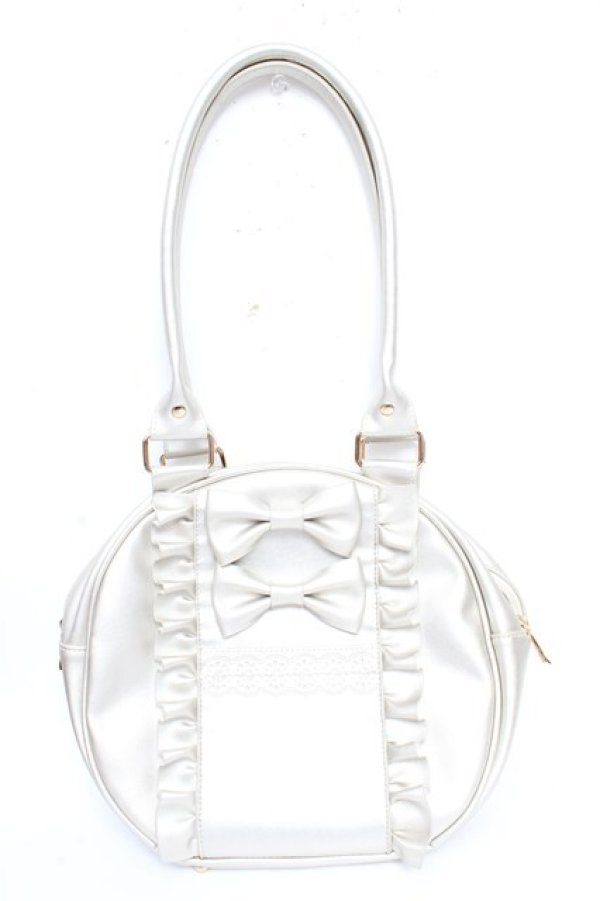 画像1: axes femme kawaii / ツインリボンラウンドハンドバッグ  シルバー Y-25-11-06-008-AX-BG-SZ-ZY (1)