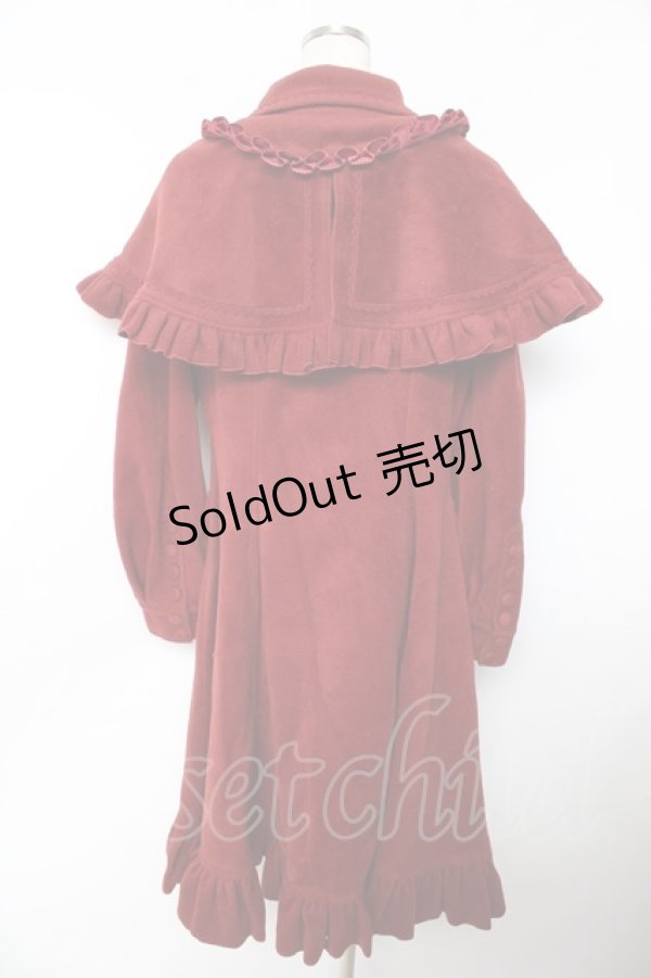画像2: Hoshibako Works / アイシング・フリル　ケープ付きプリンセスラインコート  ワイン Y-25-11-06-071-LO-CO-SZ-ZY (2)