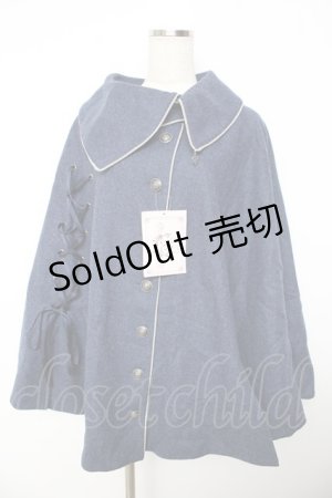 画像: metamorphose / アシメトリーレースアップマント プラスイサイズ ネイビー Y-25-11-06-072-ME-JA-SZ-ZY