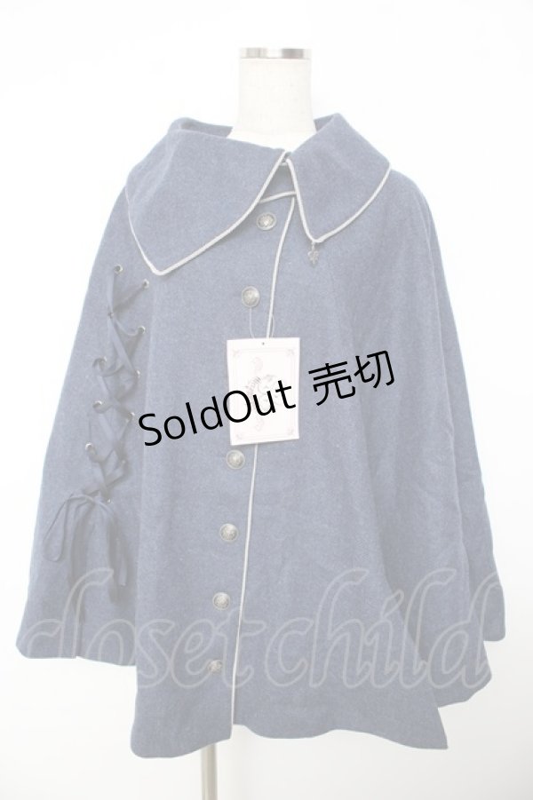 画像1: metamorphose / アシメトリーレースアップマント プラスイサイズ ネイビー Y-25-11-06-072-ME-JA-SZ-ZY (1)