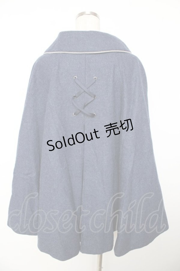 画像2: metamorphose / アシメトリーレースアップマント プラスイサイズ ネイビー Y-25-11-06-072-ME-JA-SZ-ZY (2)