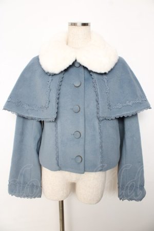 画像: axes femme kawaii / ケープ付ショートコート M サックス Y-25-11-06-078-AX-CO-SZ-ZY