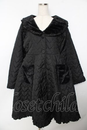 画像: axes femme kawaii / ハートキルティングコート M 黒 Y-25-11-06-082-AX-CO-SZ-ZY