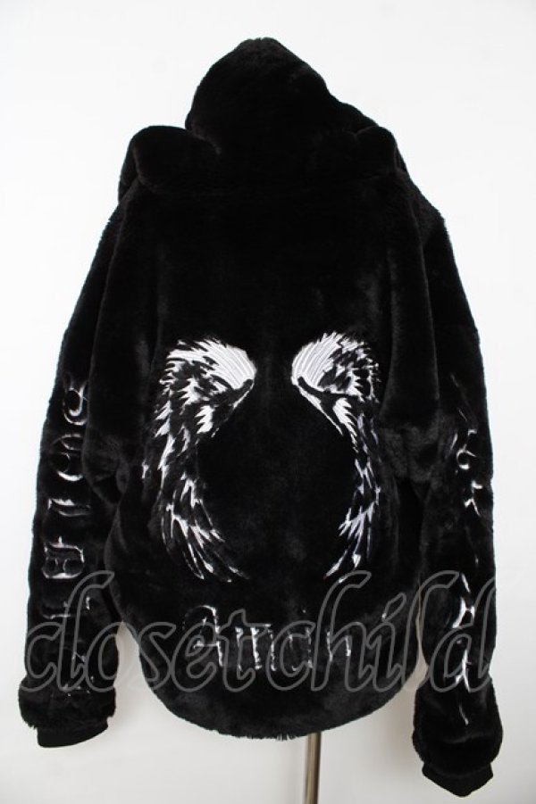 画像2: Amilige / ウイング刺繍ファーZIPコート F ブラック Y-25-11-06-089-PU-CO-SZ-ZS (2)