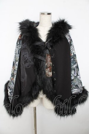 画像: Qutie Frash / 和柄切り替えポンチョ  黒 Y-25-11-06-090-QU-CO-SZ-ZY