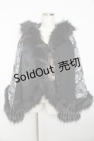 画像: Qutie Frash / 和柄切り替えポンチョ  黒 Y-25-11-06-090-QU-CO-SZ-ZY